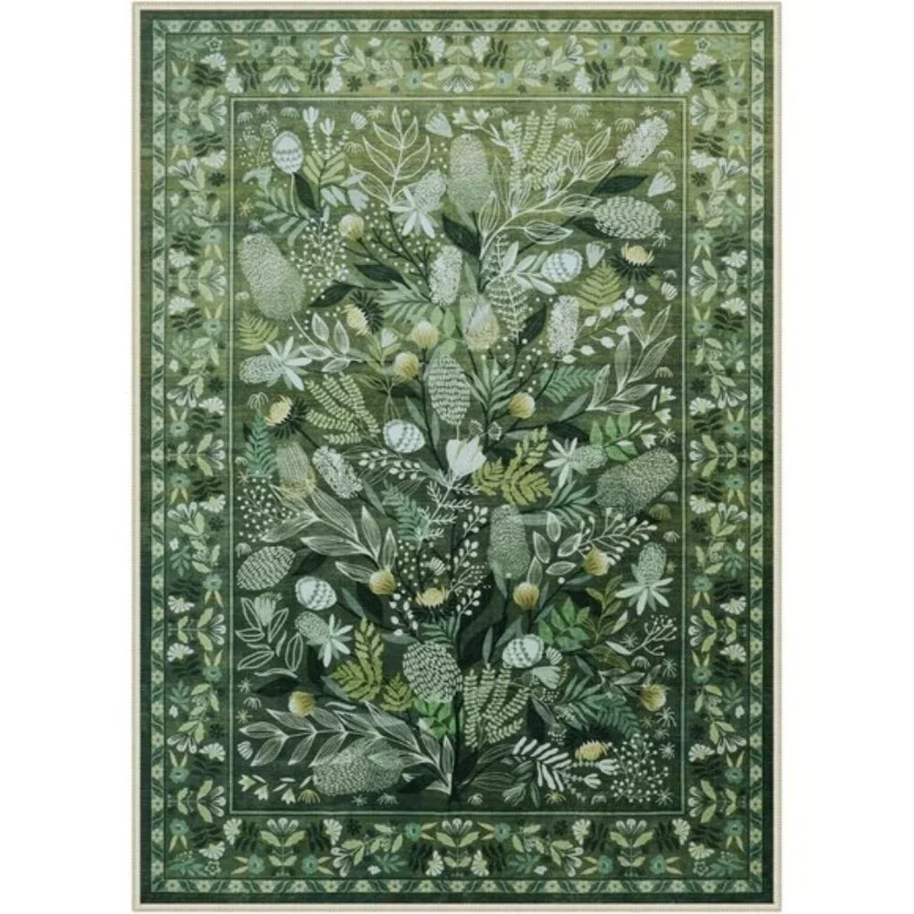 New 5x7 Green Botanical Area Rug, Washable Non-Slip Modern Carpet for Any Room - Picture 9 of 9